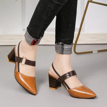 Load image into Gallery viewer, Elegant Office Sandals Women's Summer New Pointy Sandals Fashion Woman Shoes Low Flats Shoes Mules Slip On Closed Toe Low Heels Sandal Cute Shoes