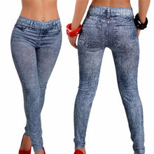 Load image into Gallery viewer, Elegant One Size Women Leggings Jeans Pants With Pocket Slim Leggings Women Fitness Blue Black Women's Classic Legging With Pockets Stretch Elastic Leggings Jeans