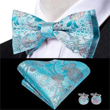 Load image into Gallery viewer, Elegant Silk Butterfly Business Bow Tie Pocket Square Cufflinks Set For Men Formal Wedding Bowtie Set For Office