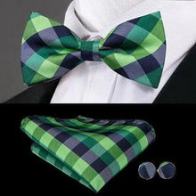 Load image into Gallery viewer, Elegant Silk Butterfly Business Bow Tie Pocket Square Cufflinks Set For Men Formal Wedding Bowtie Set For Office