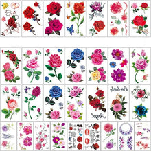 Load image into Gallery viewer, Elegant Sketches Black Flowers Body Tattoo Waterproof Temporary 3D Flowers Luxury Design For Womens