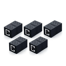 Load image into Gallery viewer, Elegant Small RJ45 Network Coupler Connector Cat7/6/5e Ethernet Adapter 8P8C Network Extender Extension Cable For Ethernet Cable Adapter Female To Female Black