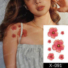 Load image into Gallery viewer, Elegant Small Waterproof Temporary Tattoo Sticker Makeup Flame Finger Black Square Rose Flower High Quality Design For Womens