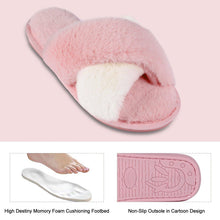 Load image into Gallery viewer, Elegant Warm Fluffy Slippers Women Faux Fur Indoor Floor Slides Flat Soft Furry Shoes Non Slip House Soft Plush Cozy House Shoes Furry Open Toe Indoor Outdoor Slip On Warm Winter Shoes