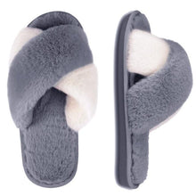 Load image into Gallery viewer, Elegant Warm Fluffy Slippers Women Faux Fur Indoor Floor Slides Flat Soft Furry Shoes Non Slip House Soft Plush Cozy House Shoes Furry Open Toe Indoor Outdoor Slip On Warm Winter Shoes
