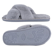 Load image into Gallery viewer, Elegant Warm Fluffy Slippers Women Faux Fur Indoor Floor Slides Flat Soft Furry Shoes Non Slip House Soft Plush Cozy House Shoes Furry Open Toe Indoor Outdoor Slip On Warm Winter Shoes