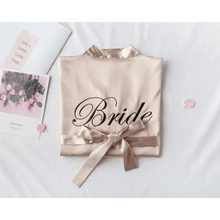 Load image into Gallery viewer, Elegant Wedding Bride Robe Lightweight Short Silk Sleepwear Women Indoor Bathrobes