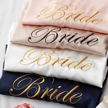 Load image into Gallery viewer, Elegant Wedding Bride Robe Lightweight Short Silk Sleepwear Women Indoor Bathrobes