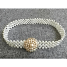 Load image into Gallery viewer, Elegant White Pearl Elastic Buckle Belt For Women Luxurious Strap Pearls Waistband Fashionable Design