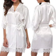 Load image into Gallery viewer, Elegant White Short Soft Women Bathrobes Vintage Design Sleepwear Lightweight Bridesmaid Robes Comfortable Ladies Bathrobe