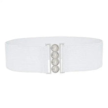 Load image into Gallery viewer, Elegant Wide Fabric Strap Silver Metal Buckle Belts For Women Trendy Women's Fashion Stretchable Classic Color Belts