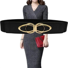 Load image into Gallery viewer, Elegant Wide Fabric Strap Silver Metal Buckle Belts For Women Trendy Women's Fashion Stretchable Classic Color Belts