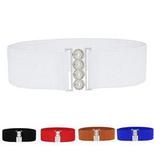 Load image into Gallery viewer, Elegant Wide Fabric Strap Silver Metal Buckle Belts For Women Trendy Women's Fashion Stretchable Classic Color Belts