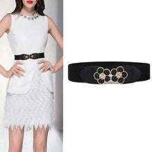 Load image into Gallery viewer, Elegant Wide Fabric Strap Silver Metal Buckle Belts For Women Trendy Women's Fashion Stretchable Classic Color Belts