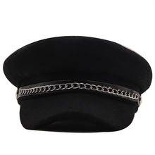 Load image into Gallery viewer, Elegant Winter Chain Black Military Berets For Women Female Flat Army Cap Women's Octagonal Beret Cap Luxury Beret Hat Girl Travel Berets Ladies Comfortable Autumn Cap