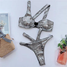 Load image into Gallery viewer, Elegant Women Bandage Swimwear Women Snake Bikini Swimsuit Female Gold Bikini Set Bathing Suit Swim Wear Women Shiny Bikini String Two Pieces Swimsuit Female Swimwear