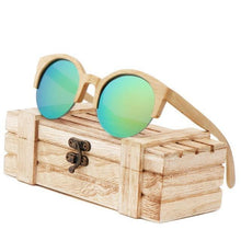 Load image into Gallery viewer, Elegant Wooden Design Classic Sunglasses Design Stylish Popular Wooden Sunglasses For Men & Women Round Bamboo Glasses Mirror Sun Glasses Retro Glasses
