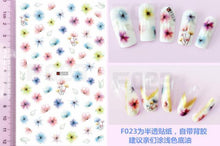 Load image into Gallery viewer, Embossed 3D Nail Stickers Blooming Flower 3D Nail Art Stickers Decals Adhesive Manicure Nail Art Tips Decoration Adhesive Abstract Face Curve Graffiti Nail Design for Acrylic Nail Supplies Designer Nail Decorations for Women Girls Kids