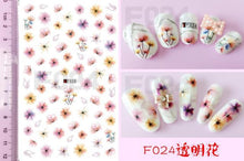Load image into Gallery viewer, Embossed 3D Nail Stickers Blooming Flower 3D Nail Art Stickers Decals Adhesive Manicure Nail Art Tips Decoration Adhesive Abstract Face Curve Graffiti Nail Design for Acrylic Nail Supplies Designer Nail Decorations for Women Girls Kids