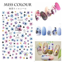 Load image into Gallery viewer, Embossed 3D Nail Stickers Blooming Flower 3D Nail Art Stickers Decals Adhesive Manicure Nail Art Tips Decoration Adhesive Abstract Face Curve Graffiti Nail Design for Acrylic Nail Supplies Designer Nail Decorations for Women Girls Kids