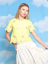 Load image into Gallery viewer, Embroidered eyelet crop top