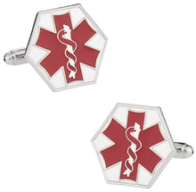 Load image into Gallery viewer, EMT Paramedic Star of Life Red Cufflinks