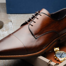 Load image into Gallery viewer, 25-550-CST ENZO Italian Calfskin Cap Toe Chestnut