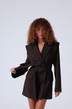 Load image into Gallery viewer, Broadway Monica Double-Breasted Virgin Wool Blazer in Dark Coffee