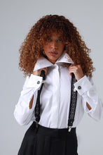 Load image into Gallery viewer, Sicily Chalk White Floral Patterned Silk Suspenders