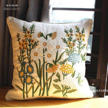 Load image into Gallery viewer, European Floral Cushion Cover Cotton Pillowcases Yellow Botanical Flowers and Green Leaves Floral Garden Pattern Printed Cushion Home Decor Rectangle Pillow Cover