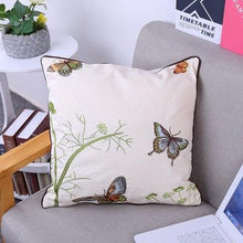 Load image into Gallery viewer, European Floral Cushion Cover Cotton Pillowcases Yellow Botanical Flowers and Green Leaves Floral Garden Pattern Printed Cushion Home Decor Rectangle Pillow Cover