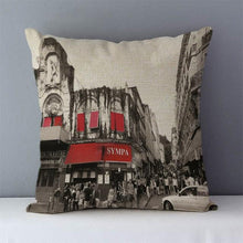 Load image into Gallery viewer, European Style Throw Pillow Covers Red London Street Bus Telephone Booth Big Ben Square Cushion Covers For Home Bed Sofa Throw Pillow Covers Red Bus and Telephone Booth Design Cushion Case Cotton Linen Home Sofa Decor 45X45CM