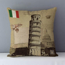 Load image into Gallery viewer, European Style Throw Pillow Covers Red London Street Bus Telephone Booth Big Ben Square Cushion Covers For Home Bed Sofa Throw Pillow Covers Red Bus and Telephone Booth Design Cushion Case Cotton Linen Home Sofa Decor 45X45CM