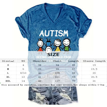 Load image into Gallery viewer, V-Neck 'AUTISM' Letters & Cartoon Children Print Tee