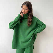 Load image into Gallery viewer, Women's Oversized High-Neck Sweater & Wide-Leg Knit Pants Set