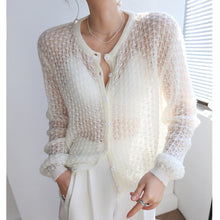 Load image into Gallery viewer, Women’s Mohair Crochet Knit Cardigan