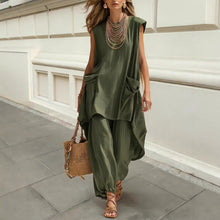 Load image into Gallery viewer, Sleeveless 3D-Cut Resort Two-Piece Set | Top & Pants