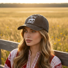 Load image into Gallery viewer, Horse Girl Embroidered Vintage Washed Baseball Cap – Adjustable Equestrian Hat