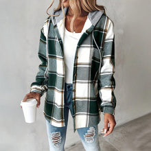 Load image into Gallery viewer, Women's Plaid Hoodie Long Sleeve Jacket With Pocket