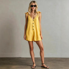 Load image into Gallery viewer, Women's V-Neck Sleeveless Jumpsuit – Cardigan Strap Cropped Straight-Leg