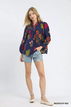 Load image into Gallery viewer, Umgee Flower Print Blouse with Scalloped Neckline