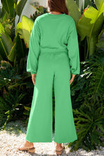 Load image into Gallery viewer, Solid Puff Sleeve Top and Drawstring Pants Set
