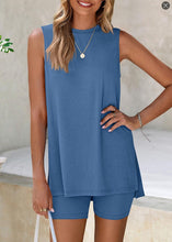 Load image into Gallery viewer, Women's Tank Top & Elastic Shorts Set – Solid Color, Sleeveless, Summer 2-Piece