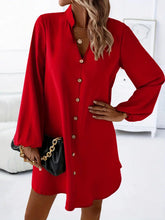Load image into Gallery viewer, Women's V-Neck Long Sleeve Single-Breasted A-Line Dress