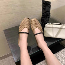 Load image into Gallery viewer, Women's Woven Square Toe Slip-On Pumps – Retro Roman Low Heel