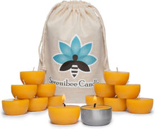 Load image into Gallery viewer, Serenibee 100% Pure Montana Beeswax Tealight Candles – Handmade, Unscented, Eco-Friendly with Reusable Steel Cup & Cotton Gift Bag (Set of 1 or More)