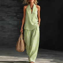 Load image into Gallery viewer, Women's Striped Sleeveless Top & Wide-Leg Pants Set – Fashionable 2-Piece