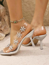 Load image into Gallery viewer, Flower Embellished Clear Strap : High Heel Sandals