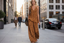 Load image into Gallery viewer, Women’s Leopard Print Sleeveless Top and Chiffon Pants Set