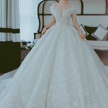 Load image into Gallery viewer, Off Shoulder French Main Wedding Dress